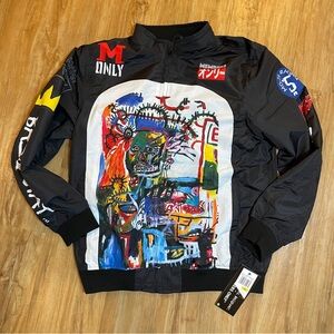 Jean-Michel Basquiat Members Only Racing Windbreaker Jacket Mens Medium NEW
